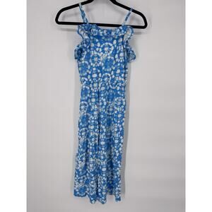 Harper Canyon Girls Blue White Tie Dye Jumpsuit Size 8 Square Neck Cotton